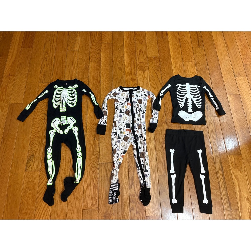 Toddler Halloween Pajama Bundle Old Navy Sleepy Sloth Skeleton Bamboo 2T 18-24M